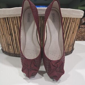 Alex Marie Women's Maryah Suede Houndstooth Bow Flats Maroon Sz 9M Shoe3